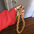 thumbnail image 4 of Cotton String Knitting Wristlet Keychain Bracelet with Key Rings Buckle for Keys Card Holder Makeup Bag women girls, 4 of 7