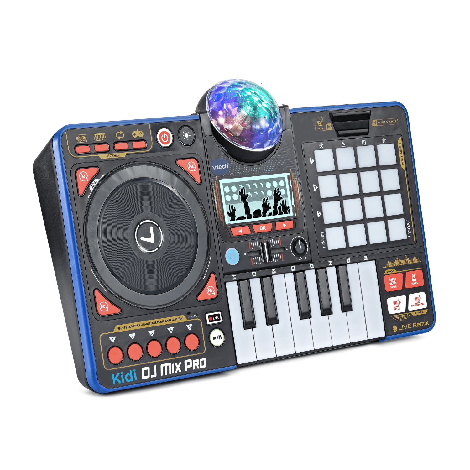 VTech Kidi Star DJ Mixer Pro Kids Real Music Turntable, Piano and Songs Toy for kids - French Version, 5+ Years