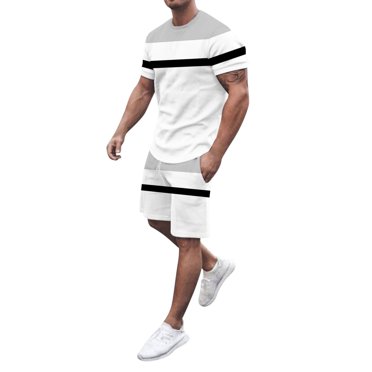 Ketyyh-chn99 Ensemble pour Homme Été Maillot de Bain Plage Ensemble Homme 2 Pcs Tenue d'Été Ensembles de Chemises Plage Décontracté Chemise à Manches Courtes et Ensemble de Shorts Blanc,m