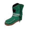 thumbnail image 2 of Bottes Courtes à Bout Rond, Talon Plat, Plateforme en Suède, Boucle de Ceinture Plate, Franges, Bottes pour Femmes, 2 of 4