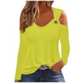 thumbnail image 1 of Yuyuzo Womens Tunic Tops Cold Shoulder Long Sleeve Shirts Loose Solid Color Lightweight Tee Tops, 1 of 5