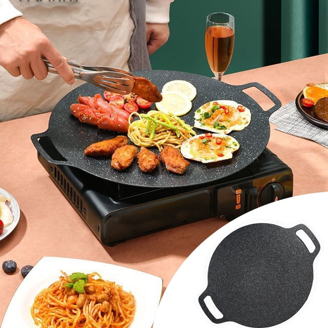 Multi-Griddle Grill Pan, Usavan Large Cast Iron BBQ Griddle Heat Control, Non-Stick Even Heating Multi-Purpose Grill for Stove Camping Outdoor Cooking