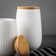 thumbnail image 2 of Thyme & Table, Large Ceramic Ribbed Kitchen Organization Canister with Bamboo Lid, White, 2 of 6