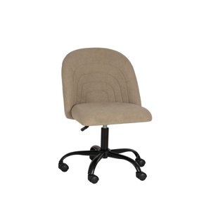 Linon Stormy chaise de bureau pivotante réglable Base en métal noir en tissu beige