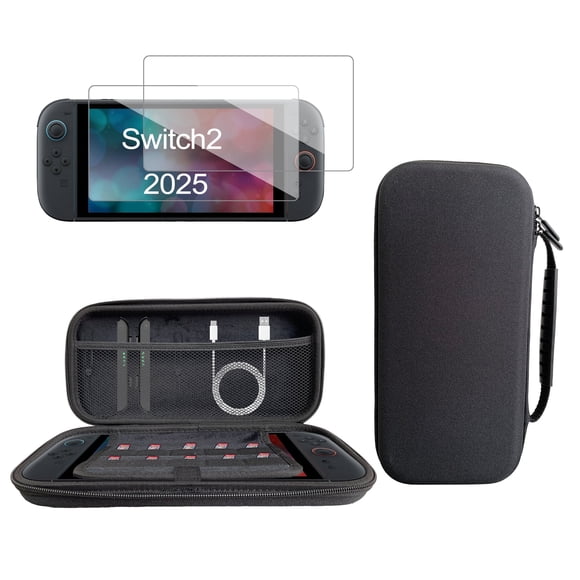 YUOY Carrying Case for Nintendo Switch 2 (2025),Travel Bag for Nintendo Switch 2 Accessories with 2 HD Screen Protectors, Black
