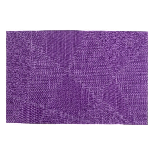 Napperon en Vinyle (Électrifiable) (Violet) - Ensemble de 12 Napperons Rectangulaires avec un Motif Géométrique Texturé Violet, Faits de Vinyle pour Protéger les tables à Manger contre les Déversements et les Marques Tout en Supportant les Assiettes, Convient pour un Nettoyage Facile des Taches.