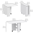 thumbnail image 3 of HOMCOM Foldable Dining Table with Storage Shelves Drop Leaf Wheels, White, 3 of 10