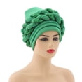 thumbnail image 1 of Fashion Women Beading Braid Hat Muslim Ruffle Cancer Beanie Wrap Cap Sleep Caps Satin Lined Hair Bonnets, 1 of 2