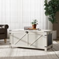 thumbnail image 3 of WAMPAT Table Basse, Salon, Dessus Relevable avec Rangement, Petit Meuble d'Accent, Armoire en Treillis, Serrure Rustique, Blanc Antique, 3 of 7