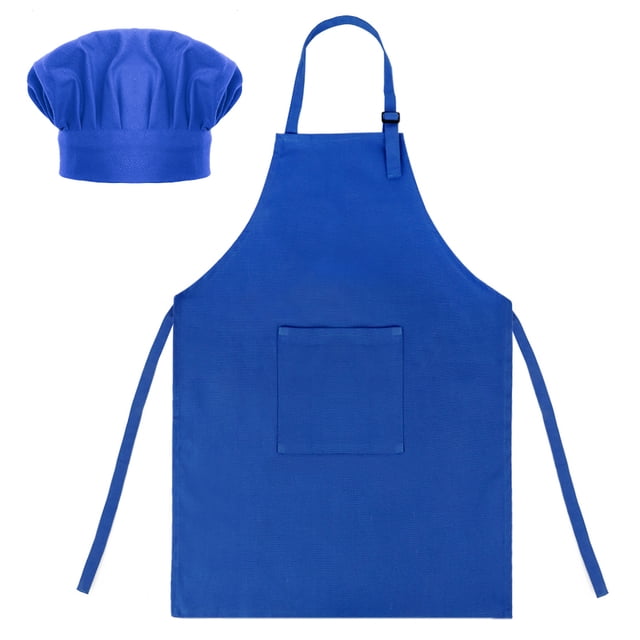 TOPTIE Tabliers de Cuisine pour Enfants en Toile de Coton et Ensemble de Toque de Chef