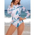 thumbnail image 4 of Charmo Women's One Piece Rashguard Swimsuit Floral Zip Front Surfing Shirt Sun Protection, 4 of 5