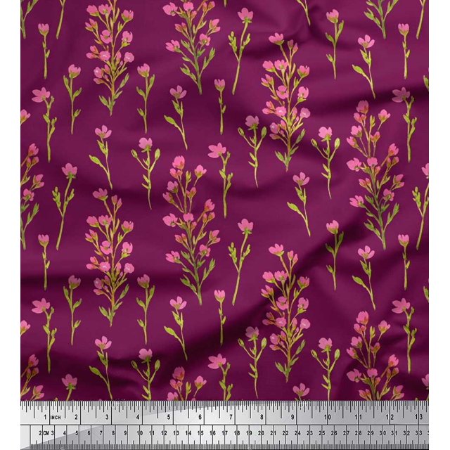 Soimoi Polyester Crepe Fabric Flower Watercolor Fabric Prints by Yard 42 Inch Wide