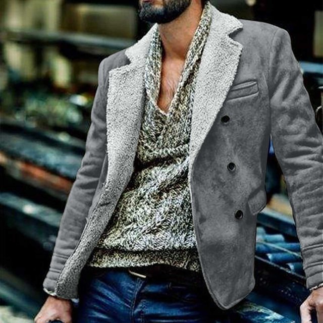 Qertyioot Tops for Men Fall Winter Casual Long Sleeve Button Fashion Jacket
