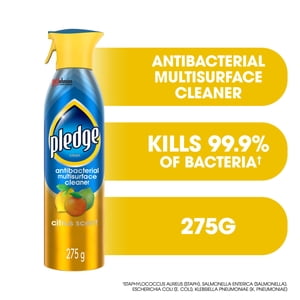 Pledge® Disinfectant Vaporisateur et nettoyant tout usage, multi-surface et antibactérien, agrumes Scent, 275g