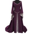 thumbnail image 1 of Costumes d'Halloween pour Femmes Robe Renaissance Manches Papillon Robe Maxi Robes Soirée Rétro Médiévale Cosplay Costumes Violet,m, 1 of 2