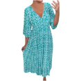 thumbnail image 1 of JIRNDf Robes Maxi d'Été pour Femmes Tendance à Imprimé Floral, par-Dessus, Col en V, Sans Manches, Robes d'Été pour Femmes, Robe Bohème Bleu P, 1 of 9