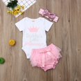thumbnail image 1 of Ensemble de 3 Pcs pour Nouveau-Née Fille Princess : Barboteuse Justaucorps Combinaison Robe Tutu Bandeau Vêtements Tenue, 1 of 4