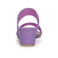 thumbnail image 2 of BLISSFUL STEP Women's Shoes Dual Straps Mid Block Heel Slide Sandals Purple 8.5, 2 of 7
