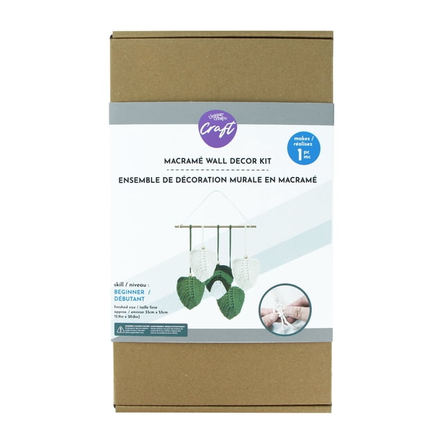 UNIQUE CREATIV CRAFT Trousse de Décoration Murale en Macramé en Boîte, Trousse CRAFT Adaptée aux Débutants pour Enfants de 8 Ans et Plus, Comprend du Matériel et des instructions pour Créer une Suspension Murale en Macramé 33x53 cm avec Motifs de Feuilles Vertes et Blanches, Idéale pour des Projets d'Arts et d'Artisanat.