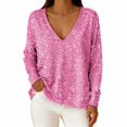 thumbnail image 3 of Hauts Scintillants pour Femmes 2026 Printemps à la Mode Manches Longues Col en V T-Shirt Décontracté à Paillettes Haut de Sortie Tenues de Rave, 3 of 8