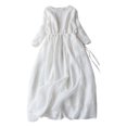 thumbnail image 1 of Robe Amincissante à Taille Haute pour Femmes Manches 5/4 Col Rond - Robe Élégante Décontractée en Polyester pour Quotidien/fête avec Tissu Extensible, 1 of 2