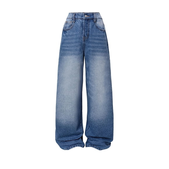 。 。,Jeans Girls Loose Jeans with Pockets Straight Leg Jeans High Waisted Wide Leg Jean for Girls 12-14 Years Girls Fashion