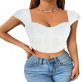 thumbnail image 1 of Hauts d'Été à Manches Courtes Basses pour Femmes Mode Décontractée Ajustée avec Boucle, 1 of 3