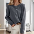 thumbnail image 2 of Cardigan pour Femmes Chandail Classique Chandail pour Femmes Col Ras du Cou à Boutons Cardigan à Manches Courtes Tricoté Ouvert à l'Avant, 2 of 4