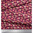 thumbnail image 3 of Soimoi Pink polyester Crepe Fabric Floral & Pomegranate Fruits Print Fabric by Yard 42 Inch Wide, 3 of 5