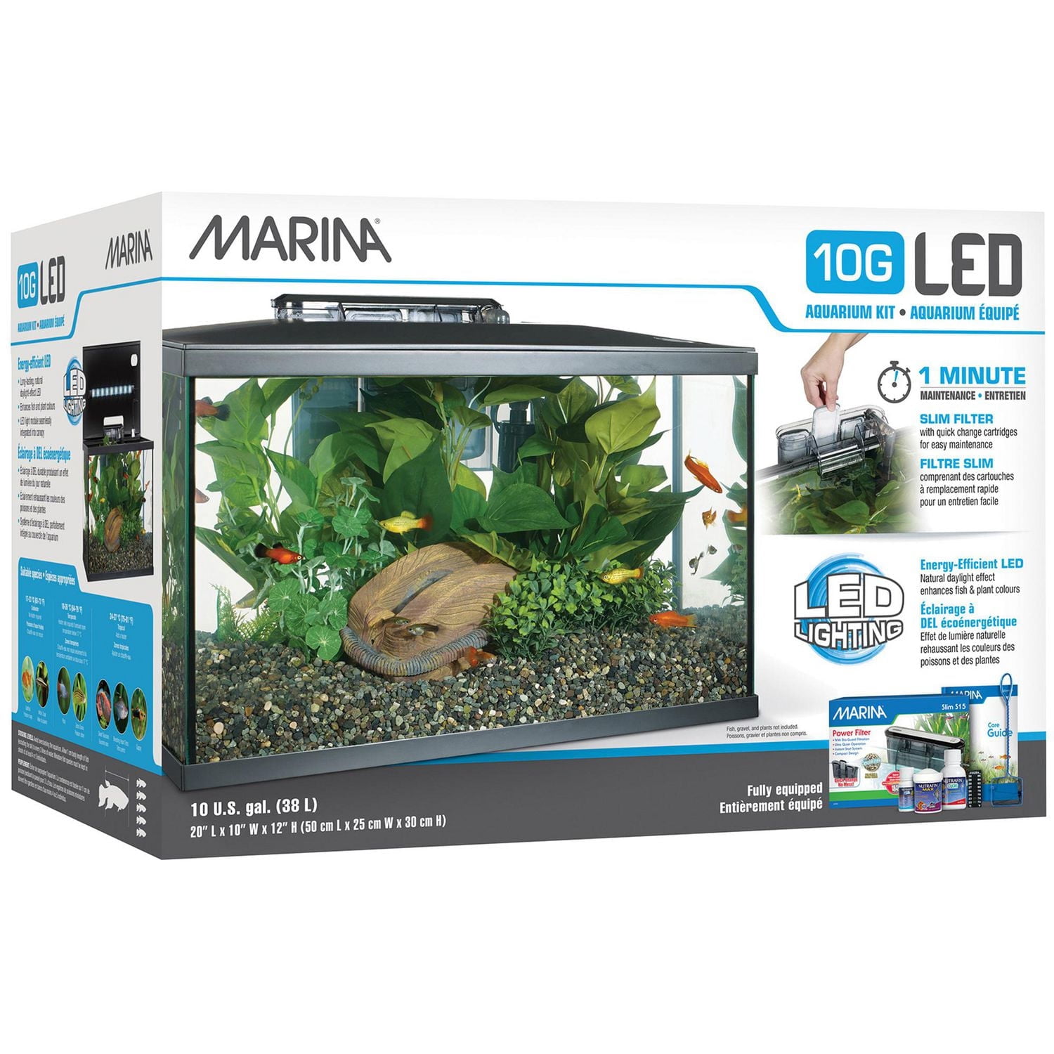 Marina LED Aquarium Kit Fish Tank, 38 L (10 US gal)
