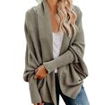 thumbnail image 1 of Cardigan Long Uni à Manches pour Femmes, Manteau Blouse Haut Décontracté d'Automne, 1 of 8