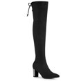 thumbnail image 1 of Unique Bargains Women's Rhinestone Block Heels Over Knee High Boots, 1 of 7