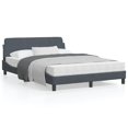 thumbnail image 1 of vidaXL Bed Frame with Headboard Dark Grey 137x190 cm Velvet, 1 of 5