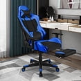 thumbnail image 4 of Costway Massage Gaming Chair Reclining Racing Office Computer Chair with Footrest Blue, 4 of 10