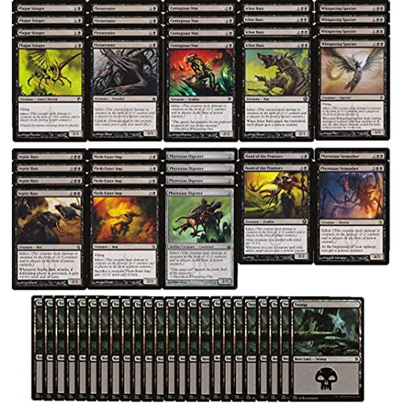 Mono Black Infect Deck - Modern Legal - Custom Built - Magic The Gathering - MTG - 60 Card