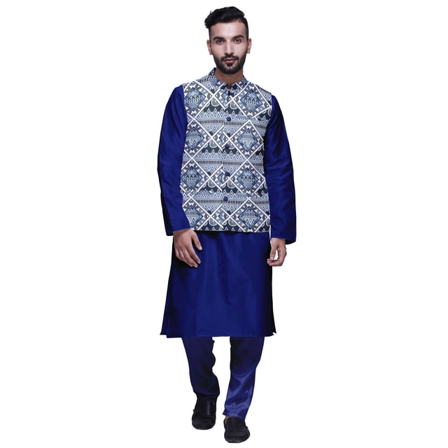 Atasi Traditional Mens Dupion Silk Kurta Pajama Set With Nehru Jacket Men Wear