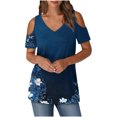 thumbnail image 2 of Soki Blouses pour Femmes à Épaules Dénudées Tee Liquidation Manches Courtes Col en V Hauts à la Mode, 2 of 6