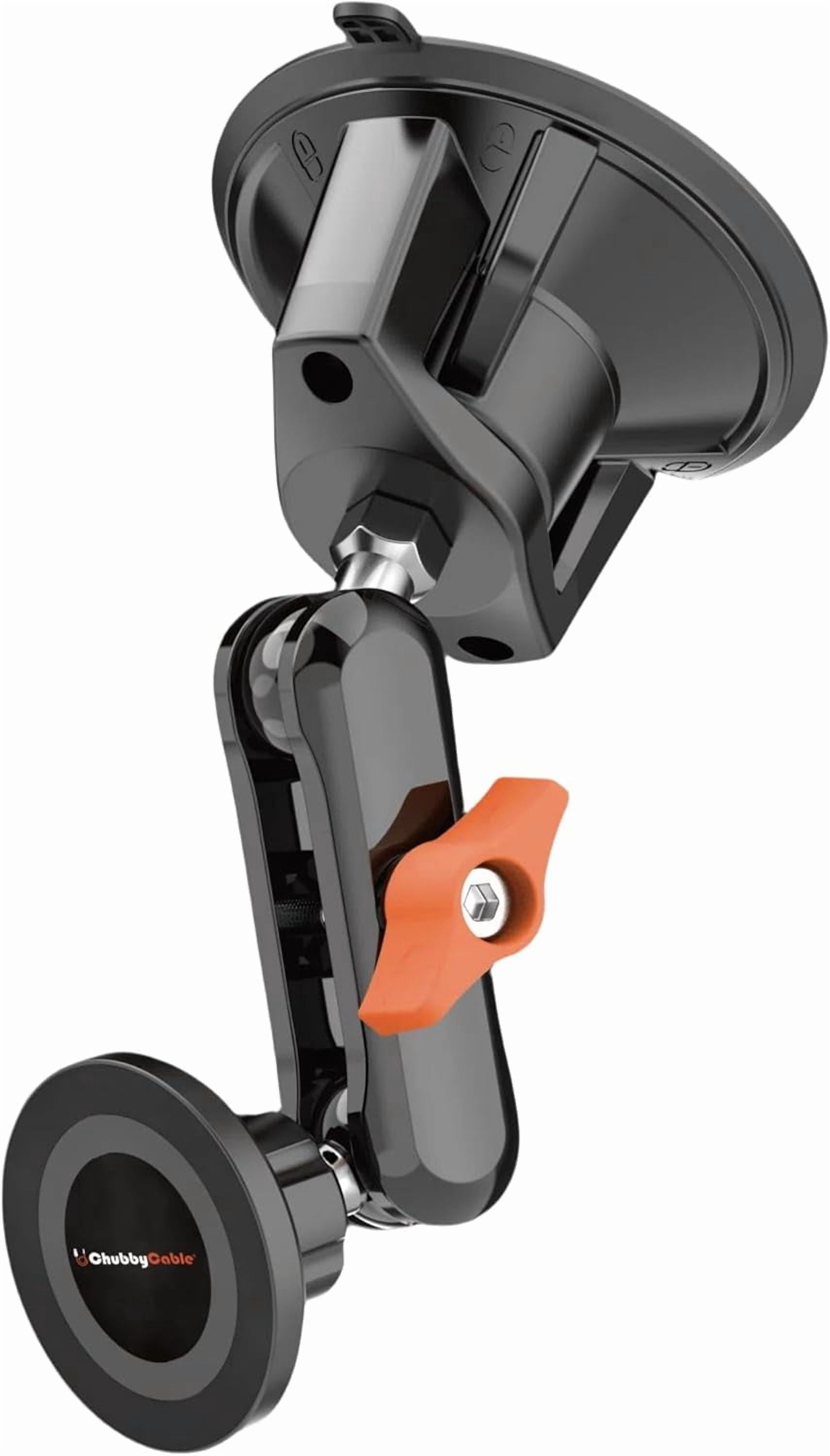 MJMJ ChubbyGrip Magnetic Dash Mount Vacuum Magnetic Phone Holder for Your Car 360° Adjustable Suction Cup Car Phone Mount for Windshield Dashboard, Magnetic Phone Holder, Orange