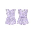 thumbnail image 2 of Gupgi Combinaison à Fleurs pour Bébés Filles, Été, à Volants, Sans Manches, Col Rond, Imprimé, Combishort Ceinturé, Short, Barboteuse pour Tout-Petits, 2 of 9