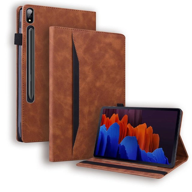 For Samsung Galaxy Tab S9 S8 S7 Plus FE Ultra Case PU Leather Business Tablet for Galaxy Tab S9 S8 S7 FE Plus Ultra Book Cover Brown Galaxy Tab S9 Ultra