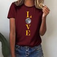 thumbnail image 2 of Penkiiy T-Shirt Musulman Ramadan pour Femmes T-Shirts Graphiques Mignons pour Femmes Col Rond Manches Courtes Imprimé Lune T-Shirt Décontracté S Vin, 2 of 6