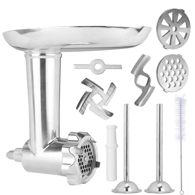 Metal Meat Food Grinder Attachment Kit Tray Pusher Tubes Food Replacement for KitchenAid Stand Mixer