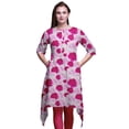 thumbnail image 1 of Bimba Hauts Imprimés Floraux Roses Grandiflora Roses pour Femmes Kurti Asymétrique Robe d'Été pour Filles Petit, 1 of 6