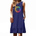 thumbnail image 1 of Ovzne Robes d'Été pour Femmes 2025 Robe d'Été Mode Femmes Imprimé Col Rond Sans Manches Poche Jupe Plissée Robe à Empiècements Robe d'Été Imprimée Liquidation, 1 of 6