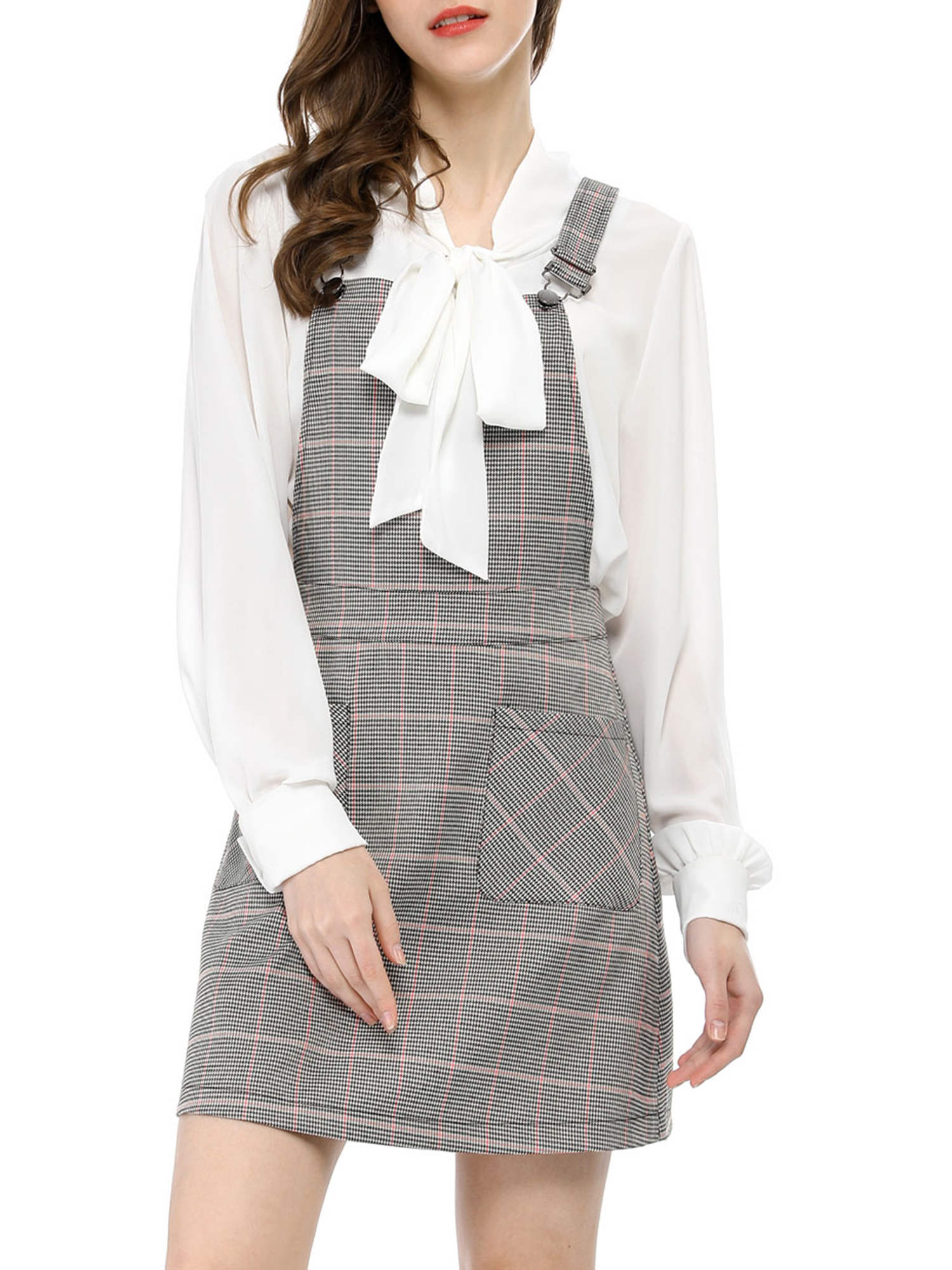 INSPIRE CHIC Robe Salopette à Carreaux pour Femme à Bretelles Ajustables