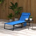 thumbnail image 2 of Outsunny Chaise Longue Pliante, Chaise de Bronzage Inclinable Rembourrée - Ensemble de 1, Bleu, 2 of 10