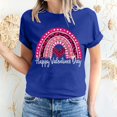 thumbnail image 1 of Meichang Hauts pour Femmes Chemise Tendance de la Saint-Valentin Hauts Mignons Imprimé Cœur Hauts de Vacances Manches Courtes Col Rond Décontracté Chandail Blouses, 1 of 5