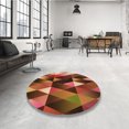 thumbnail image 4 of Ahgly Tapis Rond Lavable en Machine Intérieur Transitionnel Orange, 6 Pieds Rond, 4 of 7