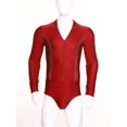 thumbnail image 3 of Eandarui Justaucorps de Danse Latine Tango pour Hommes Chemises à Manches Longues en Strass Brillant Chacha Rumba Samba Rouge 3TG, 3 of 7