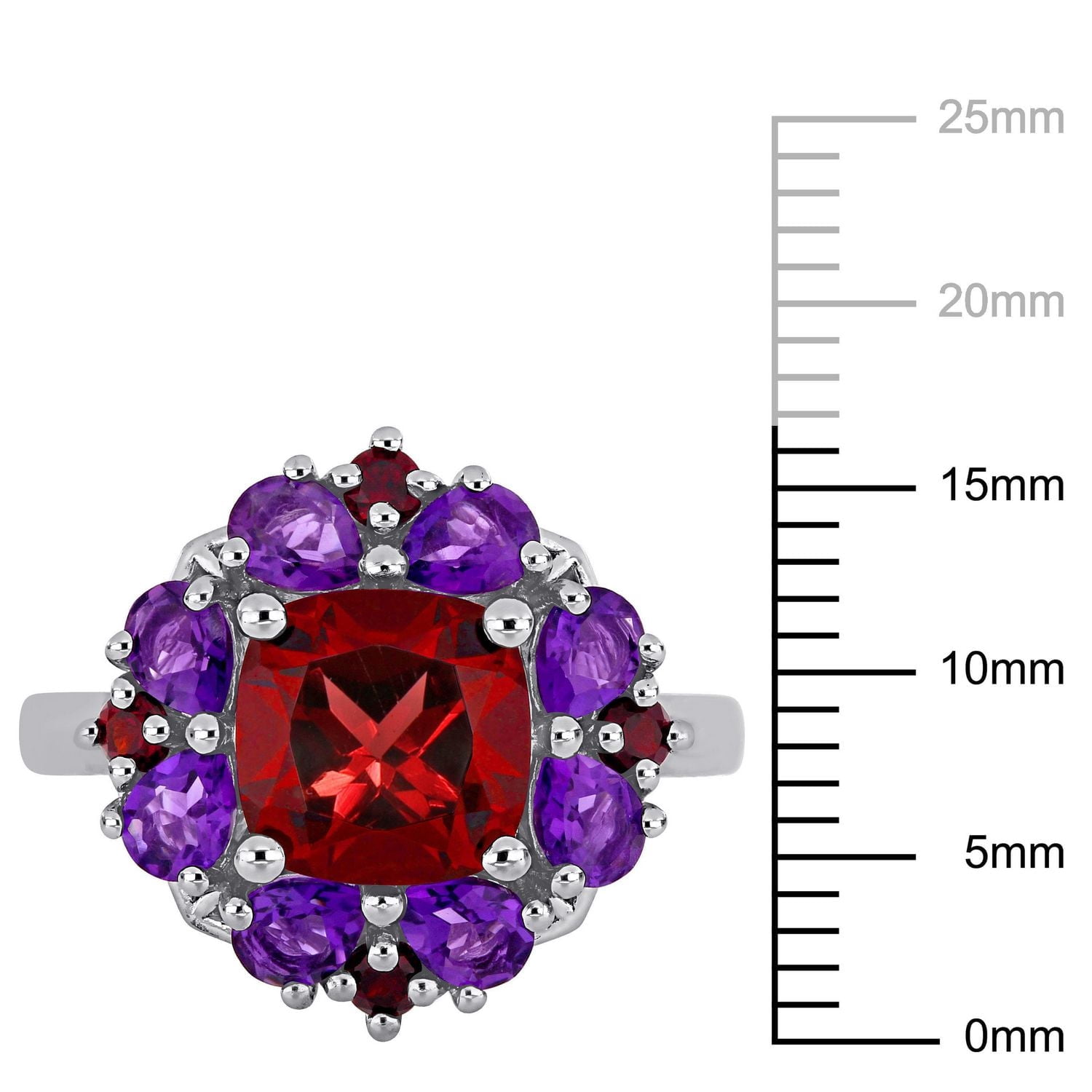 Bague florale Miabella avec grenat 4-2/5 CT PBT et améthyste en argent sterling